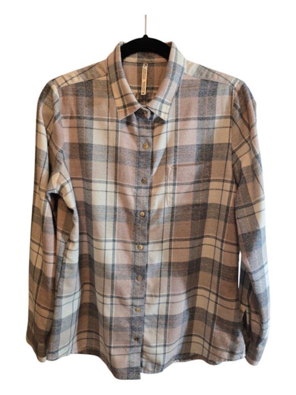 Cotton flannel blend long sleeve button down shirt Kuhl Flannel medium plaid